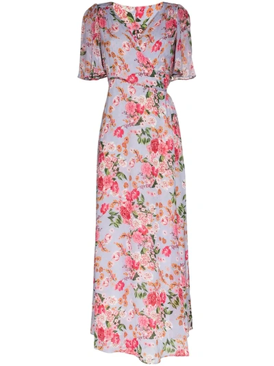 Bytimo Ruffle-trimmed Floral-print Fil Coupé Georgette Maxi Dress In Blue