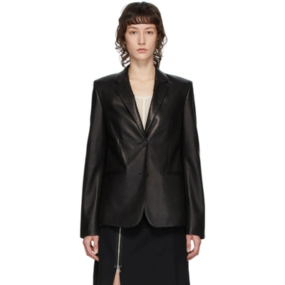 Helmut Lang Collared Leather Blazer In Black