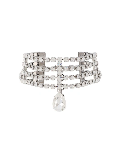 Alessandra Rich Crystal-embellished Choker Necklace In Silver