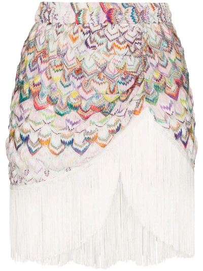 Missoni Fringed Crochet-knit Mini Skirt In White