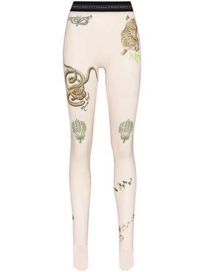 Marine Serre Botanic Future Graphic-print Jersey Leggings In Neutrals