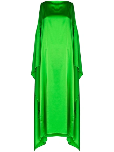 Bernadette Judy Silk Flared Cape Dress In Green