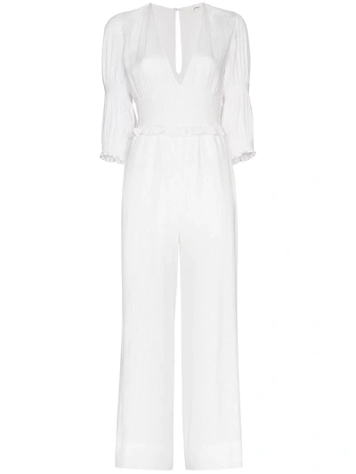 Peony Vacation Organic Cotton Jumpsuit In White