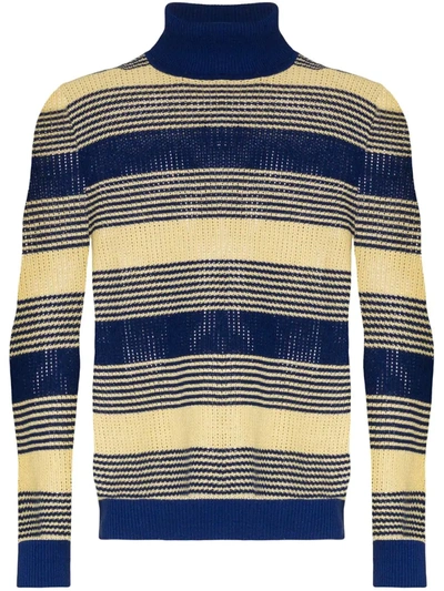 Gucci Roll Neck Striped Sweater In Blue