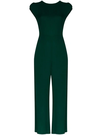 Reformation Cropped Cutout Crepe Jumpsuit In Green
