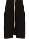 Rick Owens Drawcord Long Shorts In Black