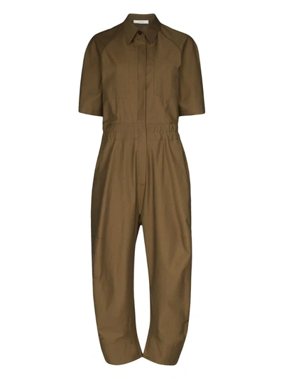 Lvir Short-sleeve Straight-leg Jumpsuit In Brown