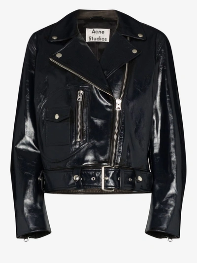 Acne Studios Hand Painted Leather Biker Jacket In Black