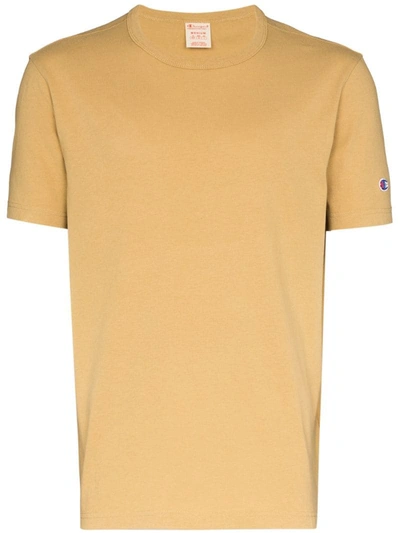 Champion Logo Sleeve Cotton T-shirt In Brown