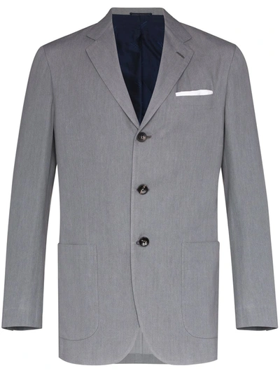 Kiton Single-breasted Blazer Jacket In Grey