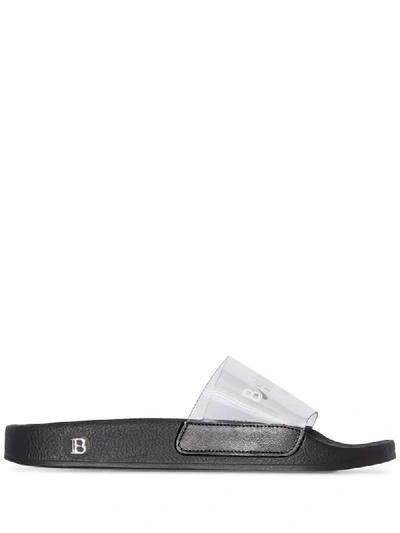 Balmain Logo-print Slide Sandals In Black