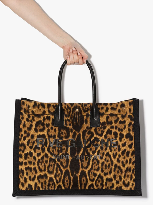 leopard canvas tote bag
