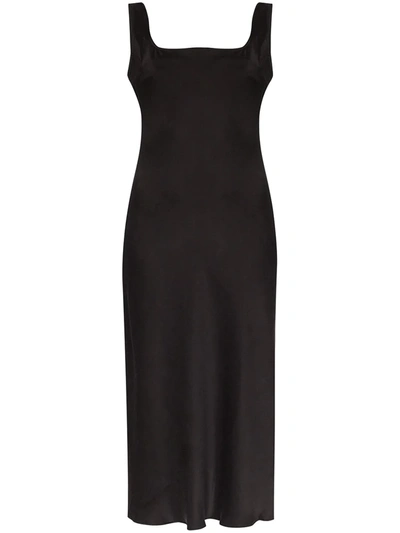 St Agni Selma Silk Slip Dress In Black