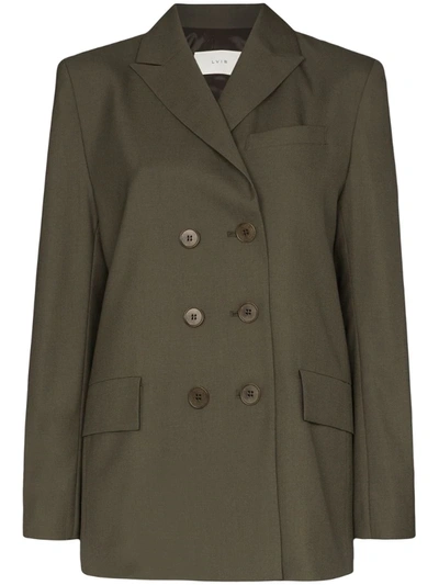 Lvir Square Double-breasted Blazer In Green