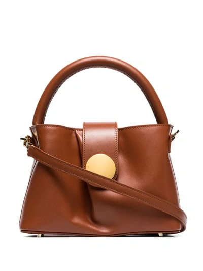 Elleme Baguette Leather Crossbody Bag In Brown