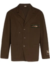 Gucci Single-breasted Work Jacket In Brown