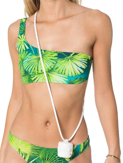 Versace Jungle Print Bandeau Bikini Top In Green