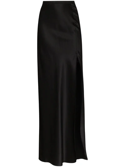 Nili Lotan Silk Slit Maxi Skirt In Black