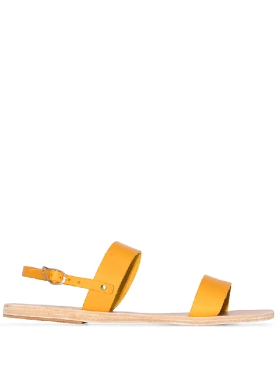 Ancient Greek Sandals Yellow Clio 皮质平底凉鞋 In Yellow