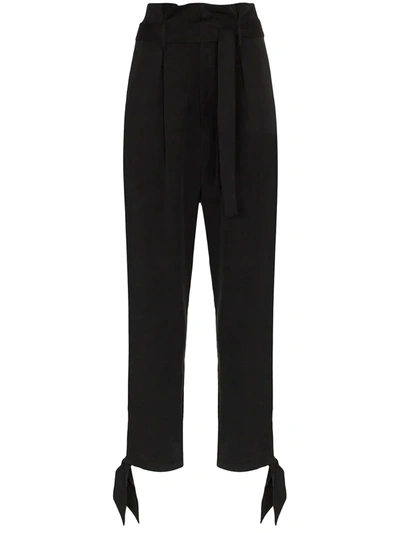 Reformation Avalon Paper Bag Waist Trousers In Black