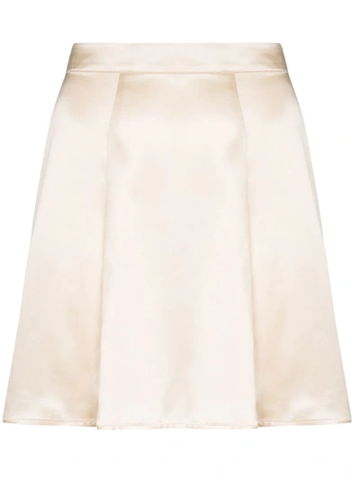 Reformation Demie Flared Silk Mini Skirt In Neutrals