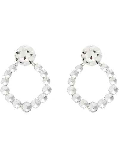 Alessandra Rich Silver Plated Crystal Hoop Earrings