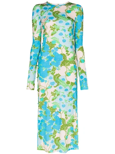 Marcia Floral Printed Tchikboum Cocktail Dress In Blue