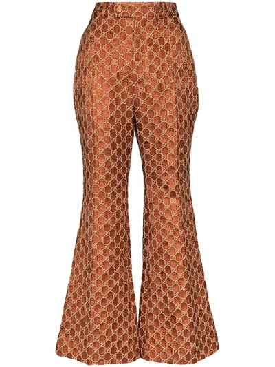 Gucci Jacquard 经典logo喇叭裤 In Orange