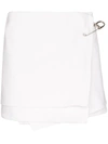 Prada Safety Pin-detailed Mini Wrap Skirt In White