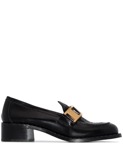 Prada Black 40 Woven Brushed Leather Loafers