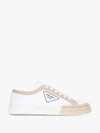 Prada White Tyre Low Cup Canvas Sneakers