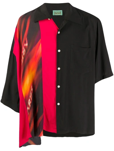 Aries Deconstructed Hawaiian Shirt In Black