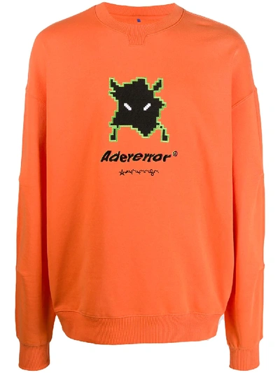 Ader Error Semioversized Pixel Invader Sweatshirt In Orange