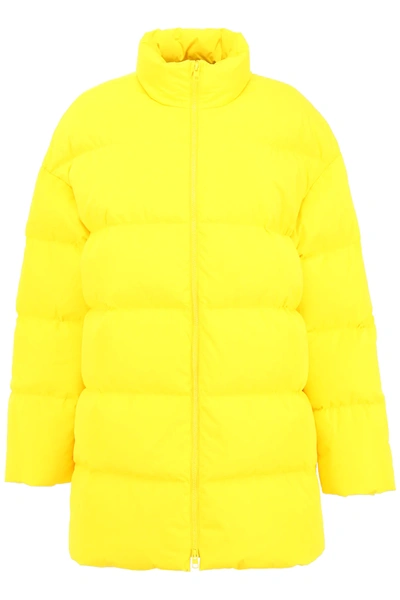 Calvin Klein Established 1978 Maxi Puffer Jacket With Logo In Yellow