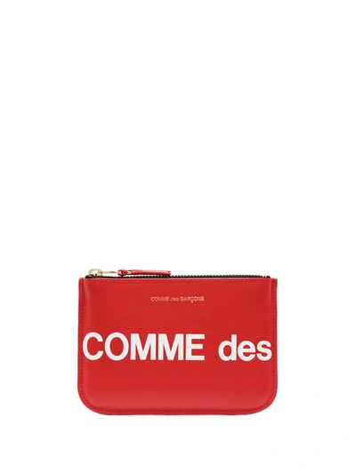 Comme Des Garçons Small Logo-print Pouch In Red