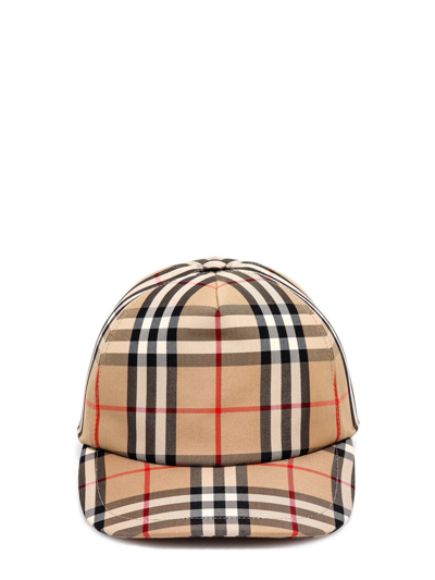 Burberry Leather-trimmed Checked Cotton-blend Canvas Baseball Cap In Brown