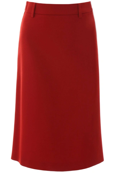 Prada Midi Skirt With Piping In Red,white