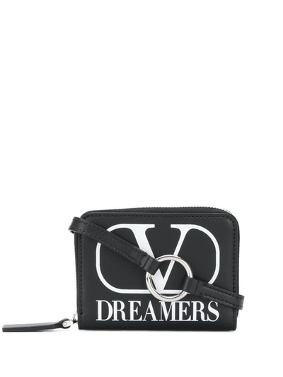 Valentino Garavani Vlogo Dreamers Cardholder Pouch With Neck Strap In Black