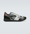 Valentino Garavani Men's Camo Mesh Rockrunner Sneakers In Grey
