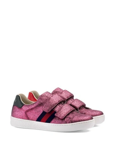 Gucci Kids' Children's Glitter Sneaker With Web In Rose