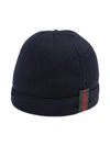 Gucci Kids' Children's Knitted Hat With Web In Blue