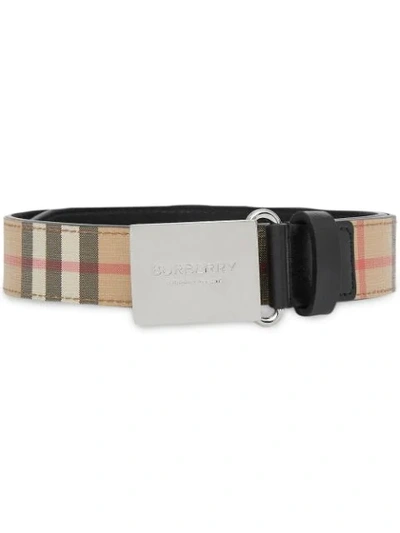 Burberry Kids' Plaque Buckle Vintage Check E-canvas Belt In Neutrals