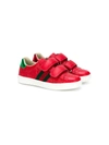 Gucci Kids' Boy's New Ace Embossed Leather Sneakers In Red