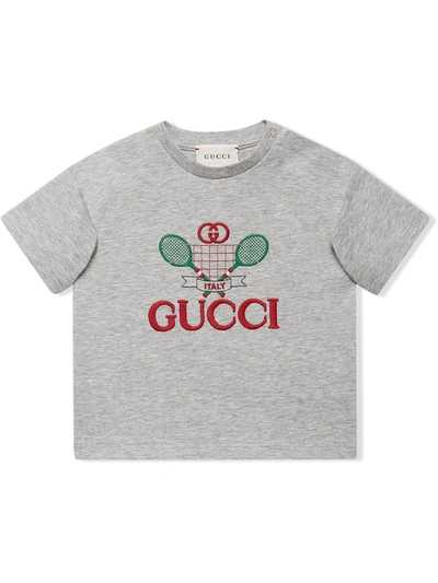 Gucci Babies' Tennis T-shirt In Cotton In Grigio