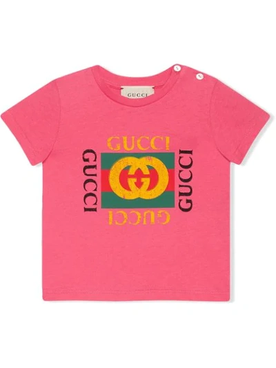 Gucci Baby Printed Cotton T-shirt In Pink