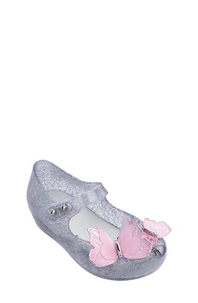 Mini Melissa Kids' Girls' Ultragirl Fly Iii Mary-jane Flats - Walker, Toddler In Silver Glitter