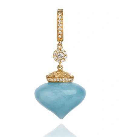 Annoushka Touch Wood 18ct Yellow Gold, Diamond And Aquamarine Charm