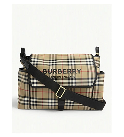 Burberry Logo-print Vintage Check Baby Changing Shoulder Bag In Beige