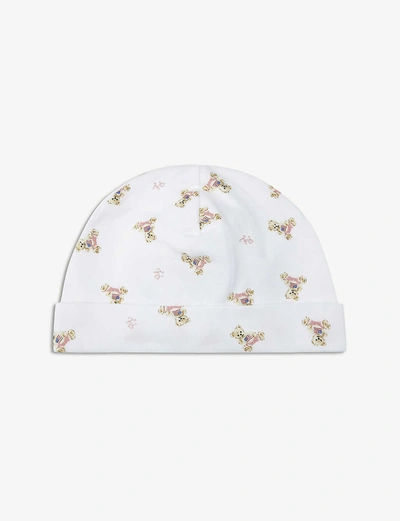 Ralph Lauren Kids' Polo Bear Cotton Hat In White/pink/multi