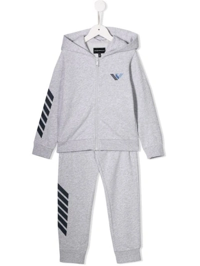 Emporio Armani Kids' Striped Logo Tracksuit 4-16 Years In Grey